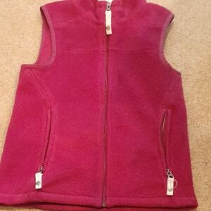 REI Girls Fuchsia Fleece Vest with White Trim, Size S(8)